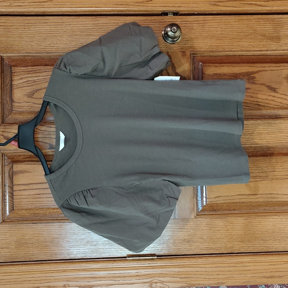 Darling Time and Tru Olive Puff Sleeve Blouse NWT XL